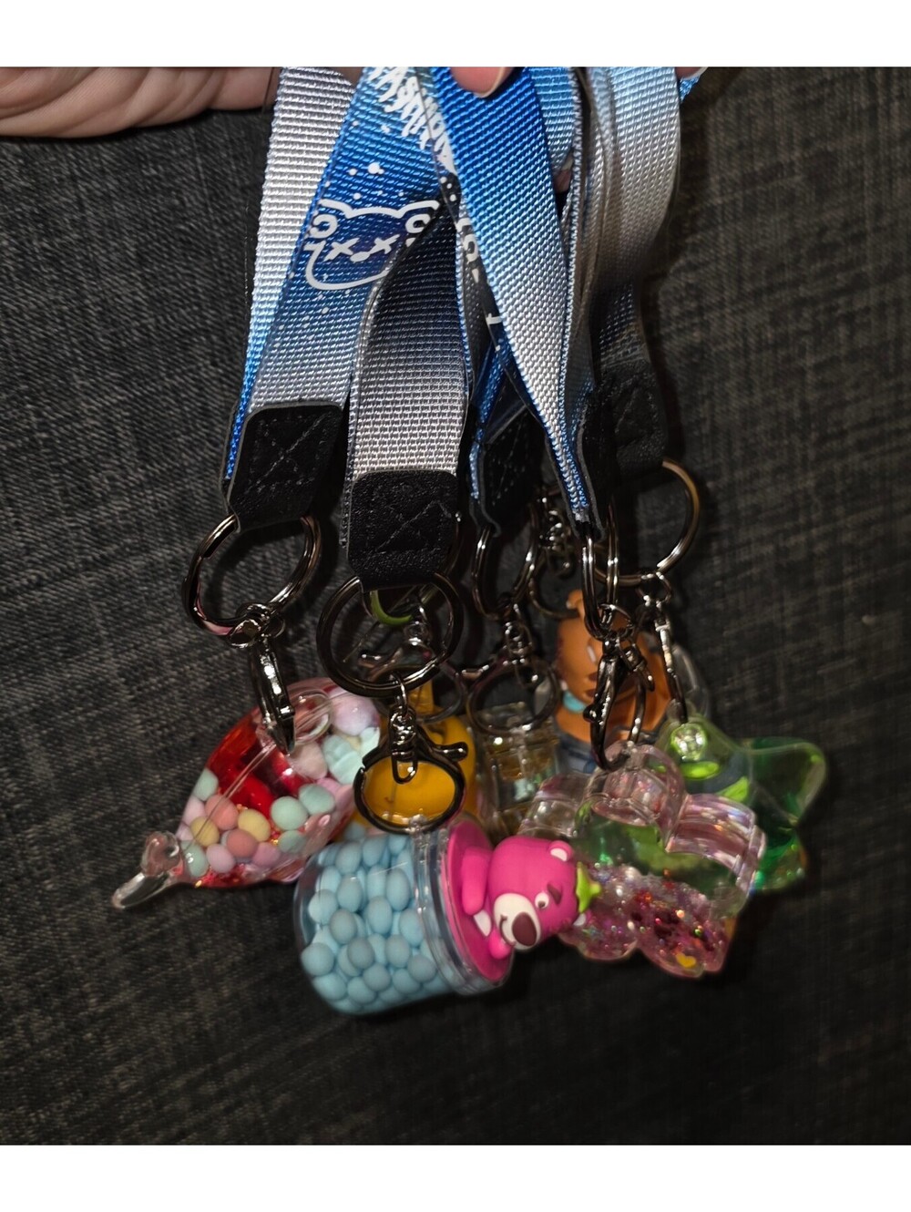 3 RandoM Charm Keychain Set with Blue Gradient Lanyards - Picture 4 of 11